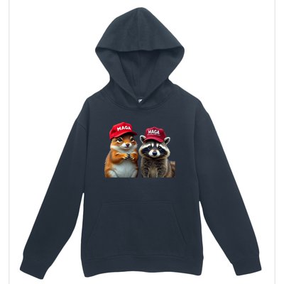 Social Media Star Peanut The Squirrel & Fred The Raccoon Urban Pullover Hoodie