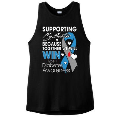 Supporting My Sister T1D Diabetic Type 1 Diabetes Awareness Ladies PosiCharge Tri-Blend Wicking Tank