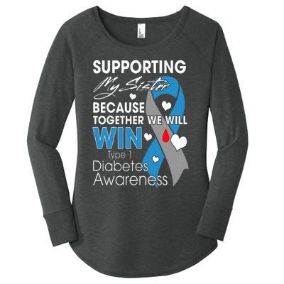 Supporting My Sister T1D Diabetic Type 1 Diabetes Awareness Women's Perfect Tri Tunic Long Sleeve Shirt