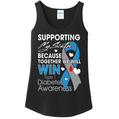 Supporting My Sister T1D Diabetic Type 1 Diabetes Awareness Ladies Essential Tank