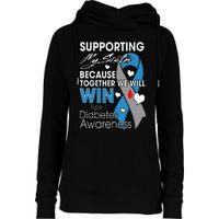 Supporting My Sister T1D Diabetic Type 1 Diabetes Awareness Womens Funnel Neck Pullover Hood