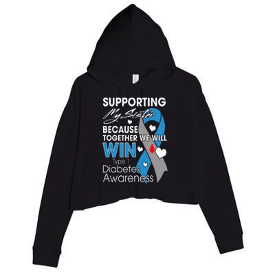 Supporting My Sister T1D Diabetic Type 1 Diabetes Awareness Crop Fleece Hoodie