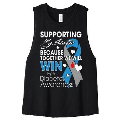 Supporting My Sister T1D Diabetic Type 1 Diabetes Awareness Women's Racerback Cropped Tank