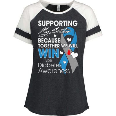 Supporting My Sister T1D Diabetic Type 1 Diabetes Awareness Enza Ladies Jersey Colorblock Tee