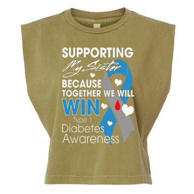 Supporting My Sister T1D Diabetic Type 1 Diabetes Awareness Garment-Dyed Women's Muscle Tee