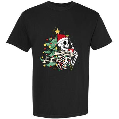 Sorta Merry Sorta Scary Skeleton Hot Cocoa Christmas Pajamas Garment-Dyed Heavyweight T-Shirt