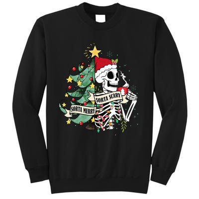 Sorta Merry Sorta Scary Skeleton Hot Cocoa Christmas Pajamas Sweatshirt