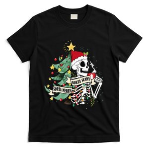 Sorta Merry Sorta Scary Skeleton Hot Cocoa Christmas Pajamas T-Shirt