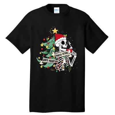 Sorta Merry Sorta Scary Skeleton Hot Cocoa Christmas Pajamas Tall T-Shirt