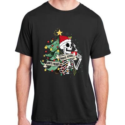 Sorta Merry Sorta Scary Skeleton Hot Cocoa Christmas Pajamas Adult ChromaSoft Performance T-Shirt