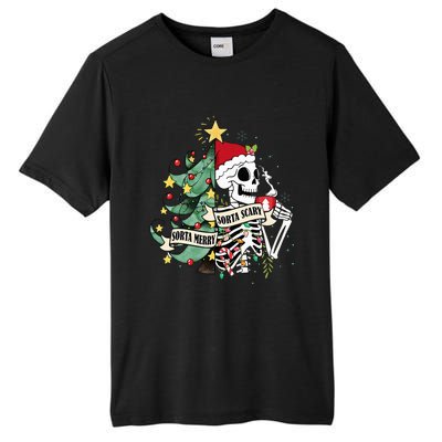 Sorta Merry Sorta Scary Skeleton Hot Cocoa Christmas Pajamas Tall Fusion ChromaSoft Performance T-Shirt