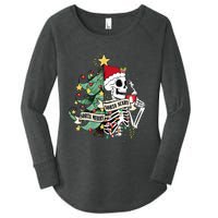 Sorta Merry Sorta Scary Skeleton Hot Cocoa Christmas Pajamas Women's Perfect Tri Tunic Long Sleeve Shirt