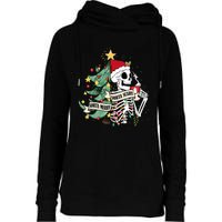 Sorta Merry Sorta Scary Skeleton Hot Cocoa Christmas Pajamas Womens Funnel Neck Pullover Hood