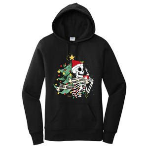 Sorta Merry Sorta Scary Skeleton Hot Cocoa Christmas Pajamas Women's Pullover Hoodie