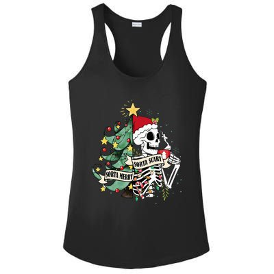 Sorta Merry Sorta Scary Skeleton Hot Cocoa Christmas Pajamas Ladies PosiCharge Competitor Racerback Tank