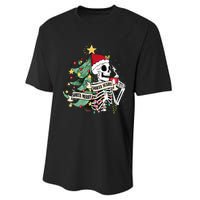 Sorta Merry Sorta Scary Skeleton Hot Cocoa Christmas Pajamas Performance Sprint T-Shirt