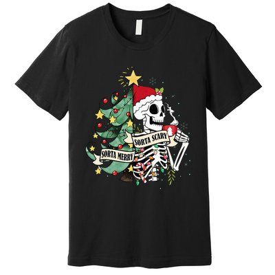 Sorta Merry Sorta Scary Skeleton Hot Cocoa Christmas Pajamas Premium T-Shirt