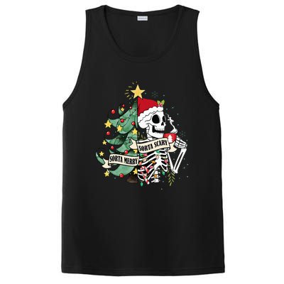 Sorta Merry Sorta Scary Skeleton Hot Cocoa Christmas Pajamas PosiCharge Competitor Tank