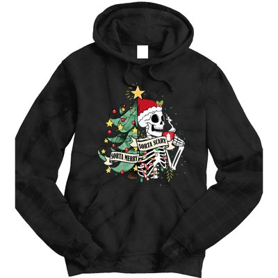 Sorta Merry Sorta Scary Skeleton Hot Cocoa Christmas Pajamas Tie Dye Hoodie