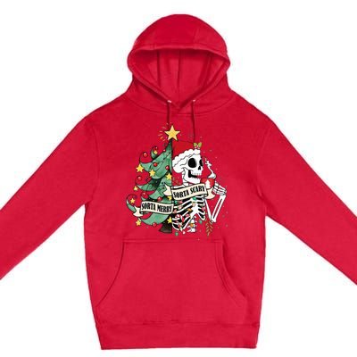 Sorta Merry Sorta Scary Skeleton Hot Cocoa Christmas Pajamas Premium Pullover Hoodie