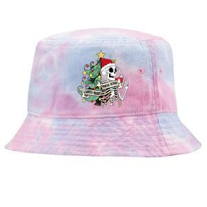 Sorta Merry Sorta Scary Skeleton Hot Cocoa Christmas Pajamas Tie-Dyed Bucket Hat