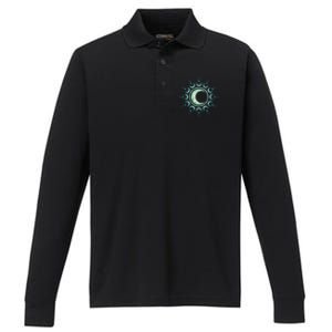 Sun Moon Stars Dala Yoga Spirituality Magic Wicca Sky Cool Gift Performance Long Sleeve Polo