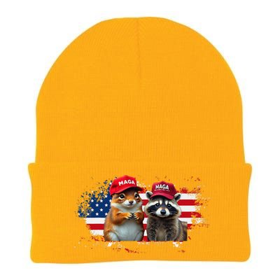 Social Media Star Peanut The Squirrel & Fred The Raccoon Knit Cap Winter Beanie