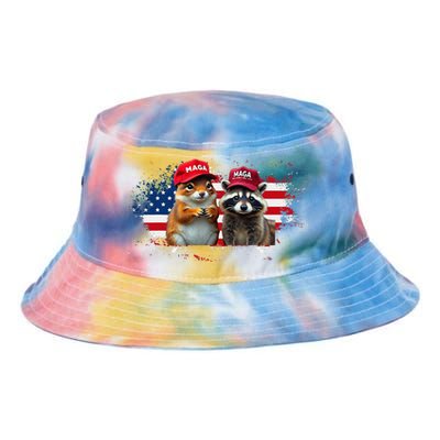 Social Media Star Peanut The Squirrel & Fred The Raccoon Tie Dye Newport Bucket Hat