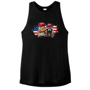 Social Media Star Peanut The Squirrel & Fred The Raccoon Ladies PosiCharge Tri-Blend Wicking Tank