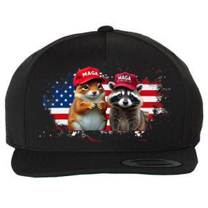 Social Media Star Peanut The Squirrel & Fred The Raccoon Wool Snapback Cap