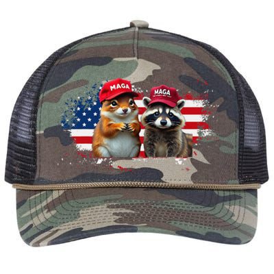 Social Media Star Peanut The Squirrel & Fred The Raccoon Retro Rope Trucker Hat Cap