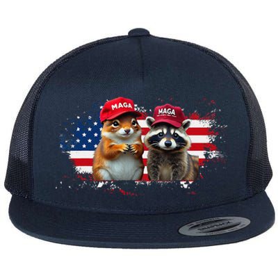 Social Media Star Peanut The Squirrel & Fred The Raccoon Flat Bill Trucker Hat