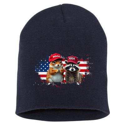 Social Media Star Peanut The Squirrel & Fred The Raccoon Short Acrylic Beanie