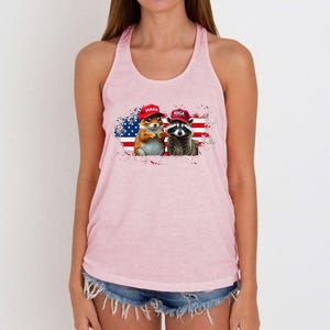 Social Media Star Peanut The Squirrel & Fred The Raccoon Women's Knotted Racerback Tank