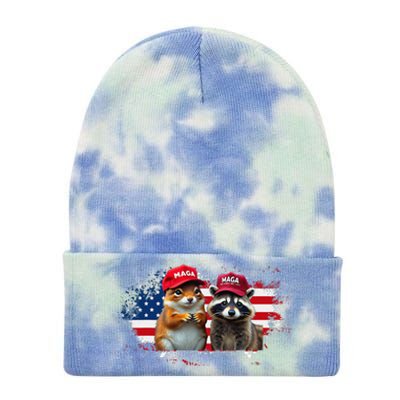 Social Media Star Peanut The Squirrel & Fred The Raccoon Tie Dye 12in Knit Beanie