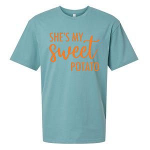 She's My Sweet Potato I Yam Valentine's Thanksgiving Couple Love Sueded Cloud Jersey T-Shirt