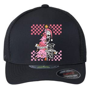 Sorta Merry Sorta Scary Spooky Christmas Goth Skull Xmas  Flexfit Unipanel Trucker Cap