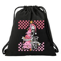 Sorta Merry Sorta Scary Spooky Christmas Goth Skull Xmas  Drawstring Bag