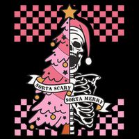 Sorta Merry Sorta Scary Spooky Christmas Goth Skull Xmas  Drawstring Bag