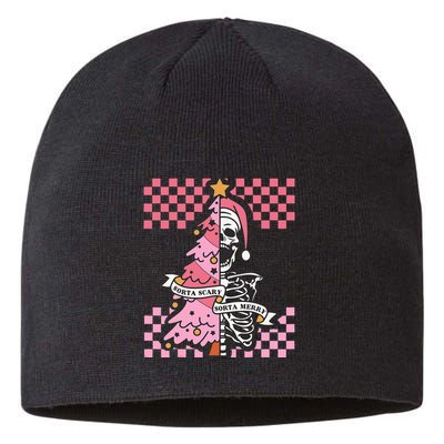 Sorta Merry Sorta Scary Spooky Christmas Goth Skull Xmas  Sustainable Beanie