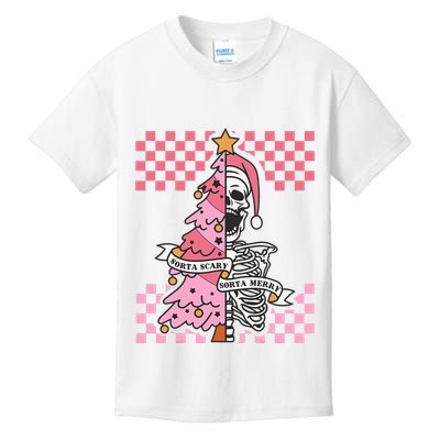 Sorta Merry Sorta Scary Spooky Christmas Goth Skull Xmas  Kids T-Shirt
