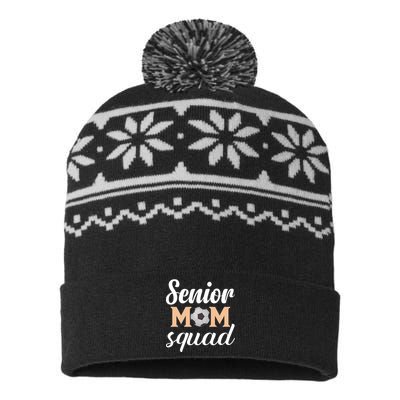 Senior Mom Squad Football Graphic USA-Made Snowflake Beanie