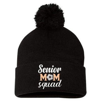 Senior Mom Squad Football Graphic Pom Pom 12in Knit Beanie