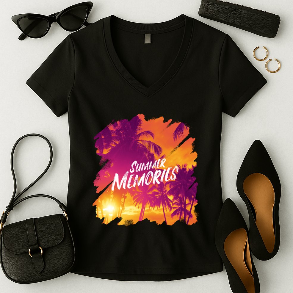 Summer Memories Sunset Beach Women's V-Neck T-Shirt