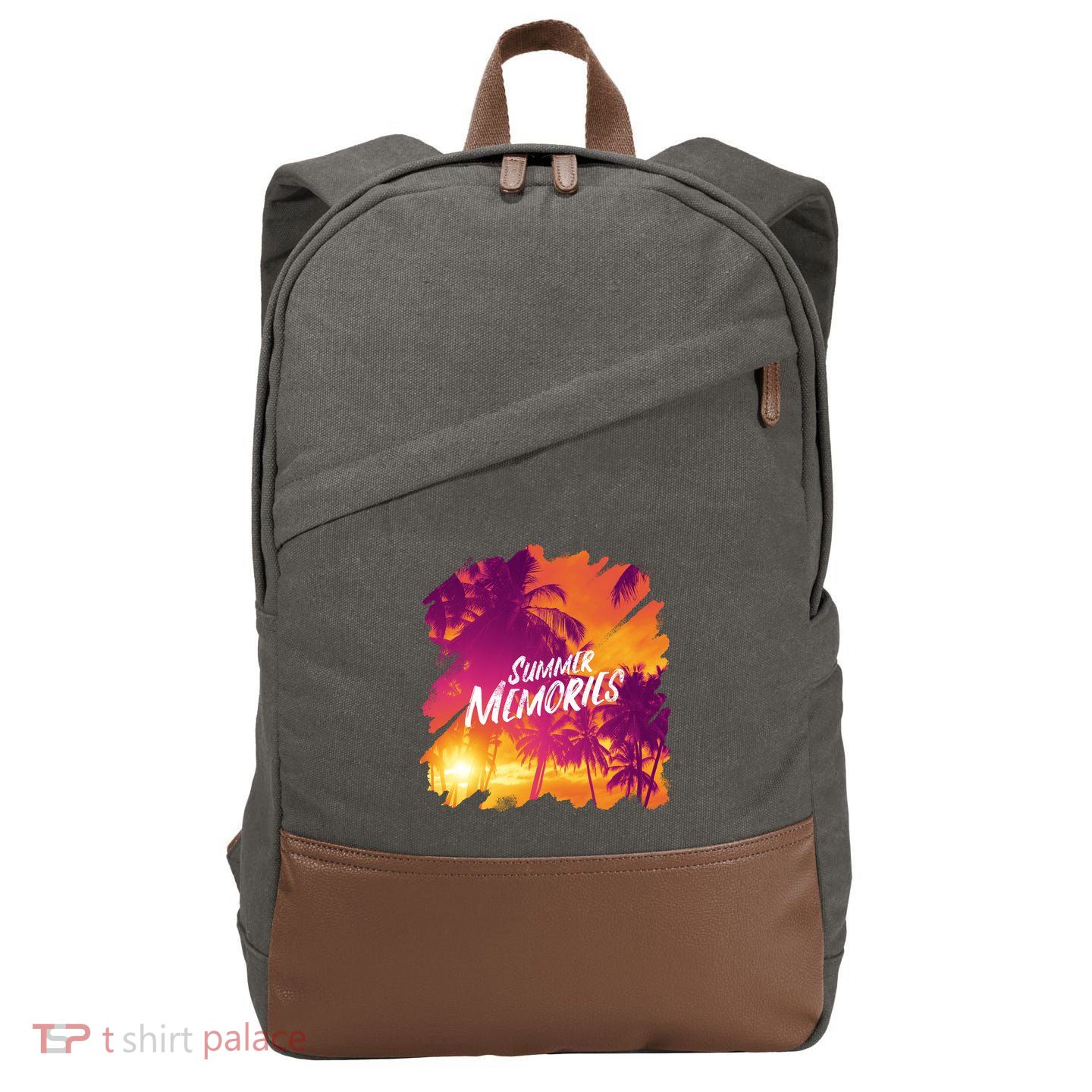 Summer Memories Sunset Beach Cotton Canvas Backpack