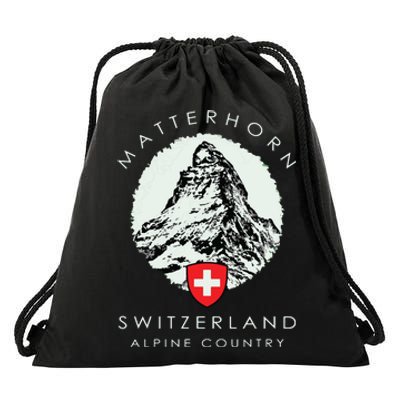 Switzerland Matterhorn Drawstring Bag