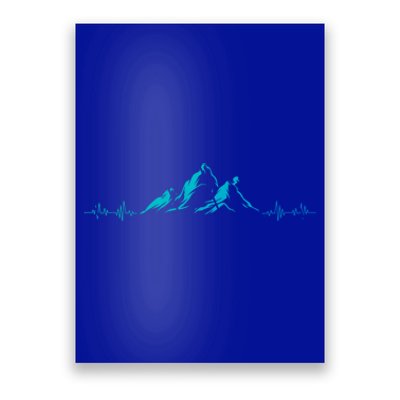 Ski Motif Skis Heartbeat Mountains Retro Skiing Ecg Cute Gift Poster