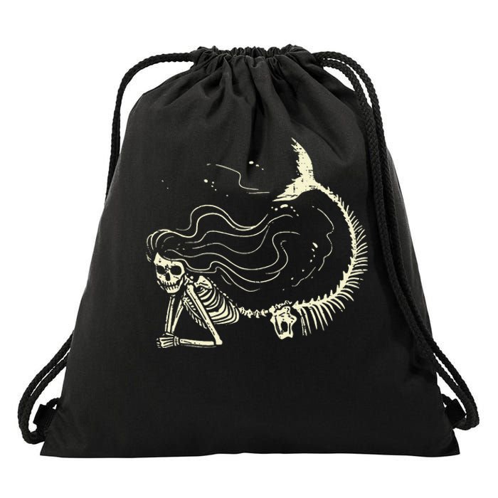 Spooky Mermaid Skeleton Halloween Costume for All Ages Drawstring Bag