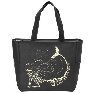 Spooky Mermaid Skeleton Halloween Costume for All Ages Zip Tote Bag