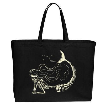 Spooky Mermaid Skeleton Halloween Costume for All Ages Cotton Canvas Jumbo Tote